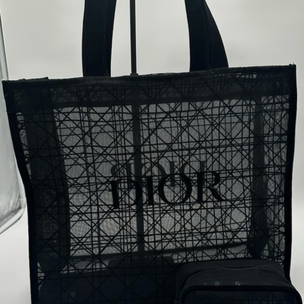 Bundle of Dior Black Mesh Tote with matching Pouch - Picture 7 of 14